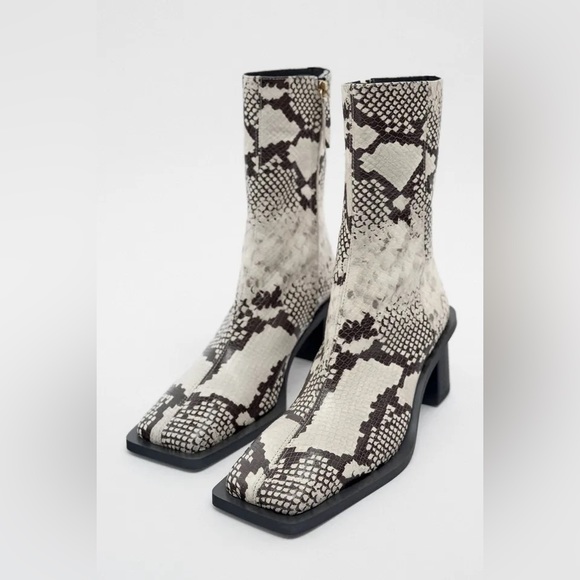 Block Heel Ankle Womens Animal Print Ankle Boots ZARA ANIMAL
